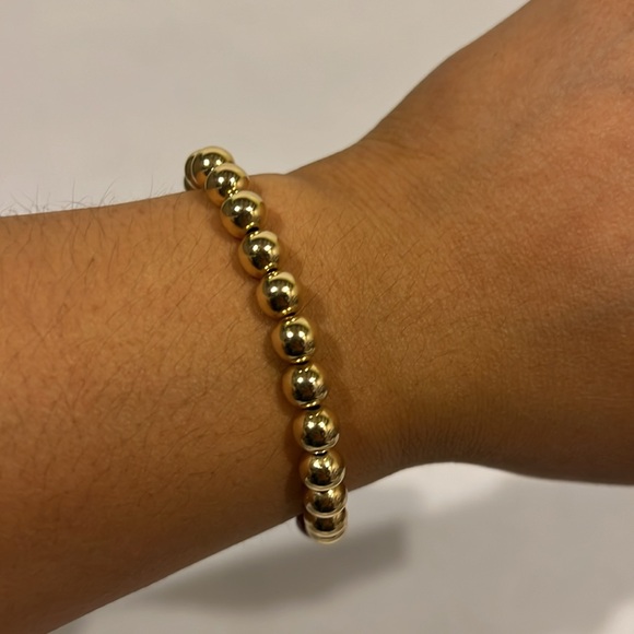 Natural Ruby and 14k Gold Filled Gemstone Halfsie Handmade Stretch Bracelet - Picture 5 of 12